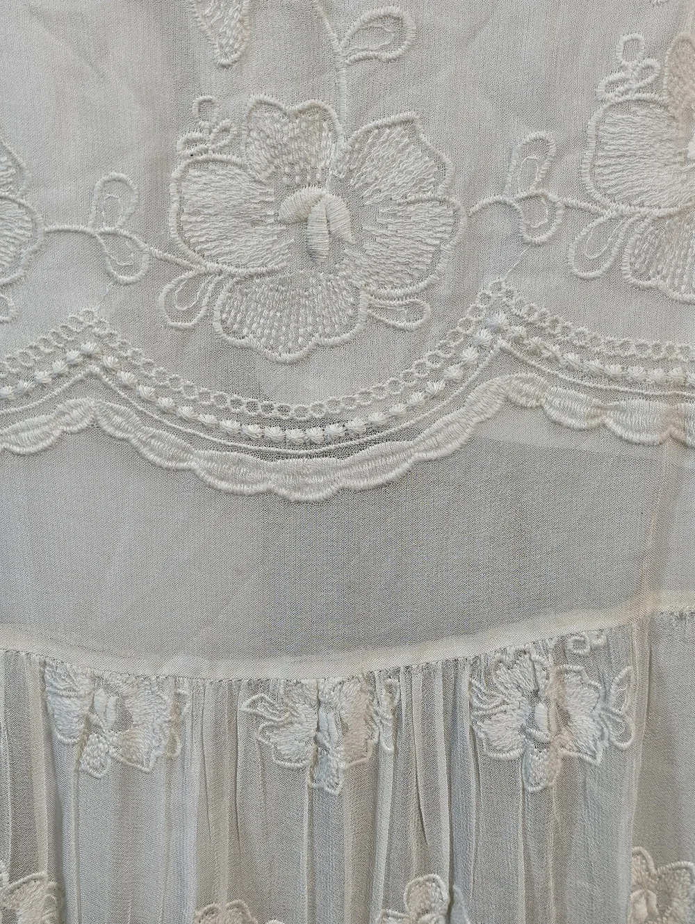 NWT Chelsea & Violet Ivory Embroidered Mesh Semi-Sheer Long Sleeve Maxi Dress - Picture 7 of 16